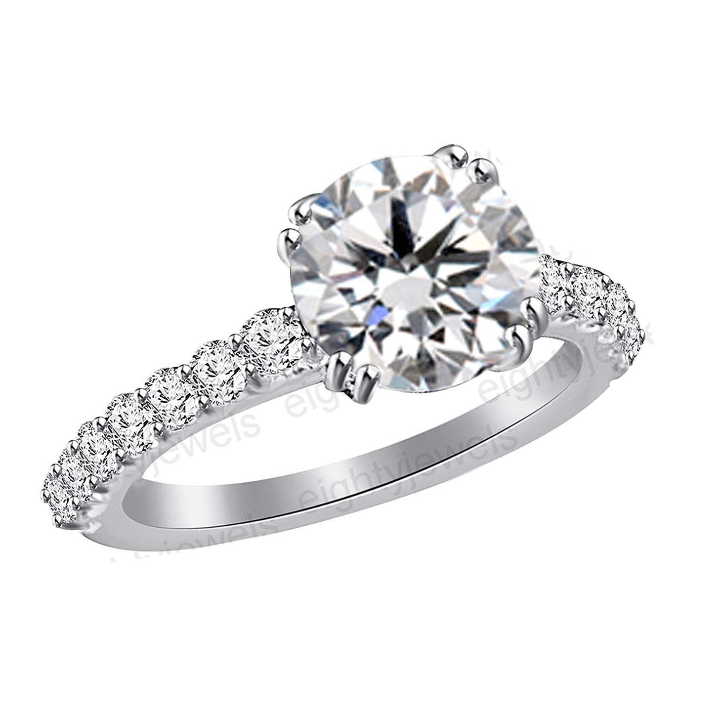 atjewels 14K White Gold Plated 925 Sterling Silver Solitaire with Accents Engagement Ring with Gemstone Veriation MOTHER'S DAY SPECIAL OFFER - atjewels.in