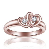 atjewels 18K Rose Gold Over .925 Silver Excellent Round Cut White Diamond Double Heart Ring For Women's MOTHER'S DAY SPECIAL OFFER - atjewels.in