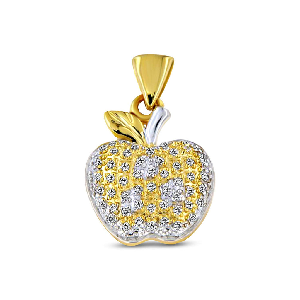 atjewels 14K Two tone Gold Over .925 Silver White CZ Apple Pendant For Women's MOTHER'S DAY SPECIAL OFFER - atjewels.in