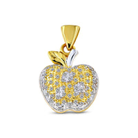 atjewels 14K Two tone Gold Over .925 Silver White CZ Apple Pendant For Women's MOTHER'S DAY SPECIAL OFFER - atjewels.in