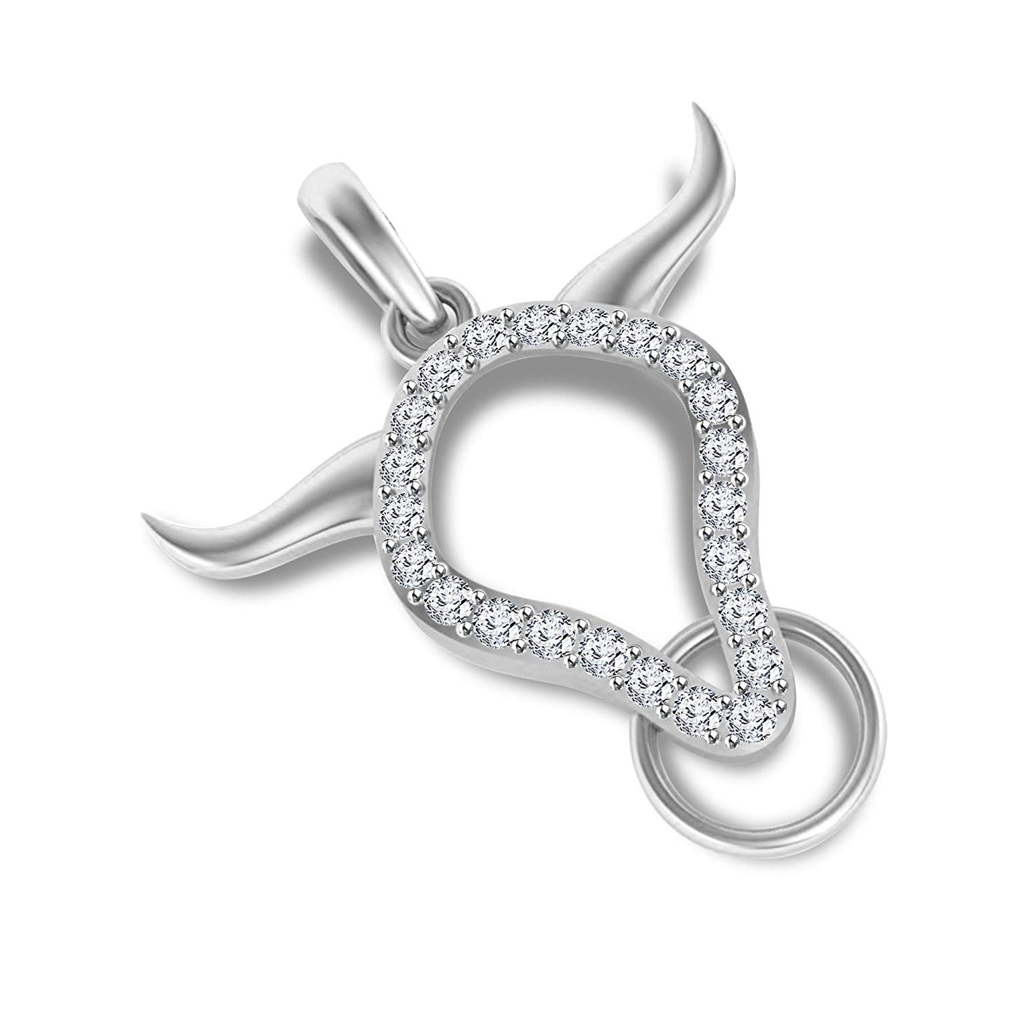 atjewels Buffalo Bulls Head Pendant in 18K White Gold On .925 Silver White CZ For Men's MOTHER'S DAY SPECIAL OFFER - atjewels.in