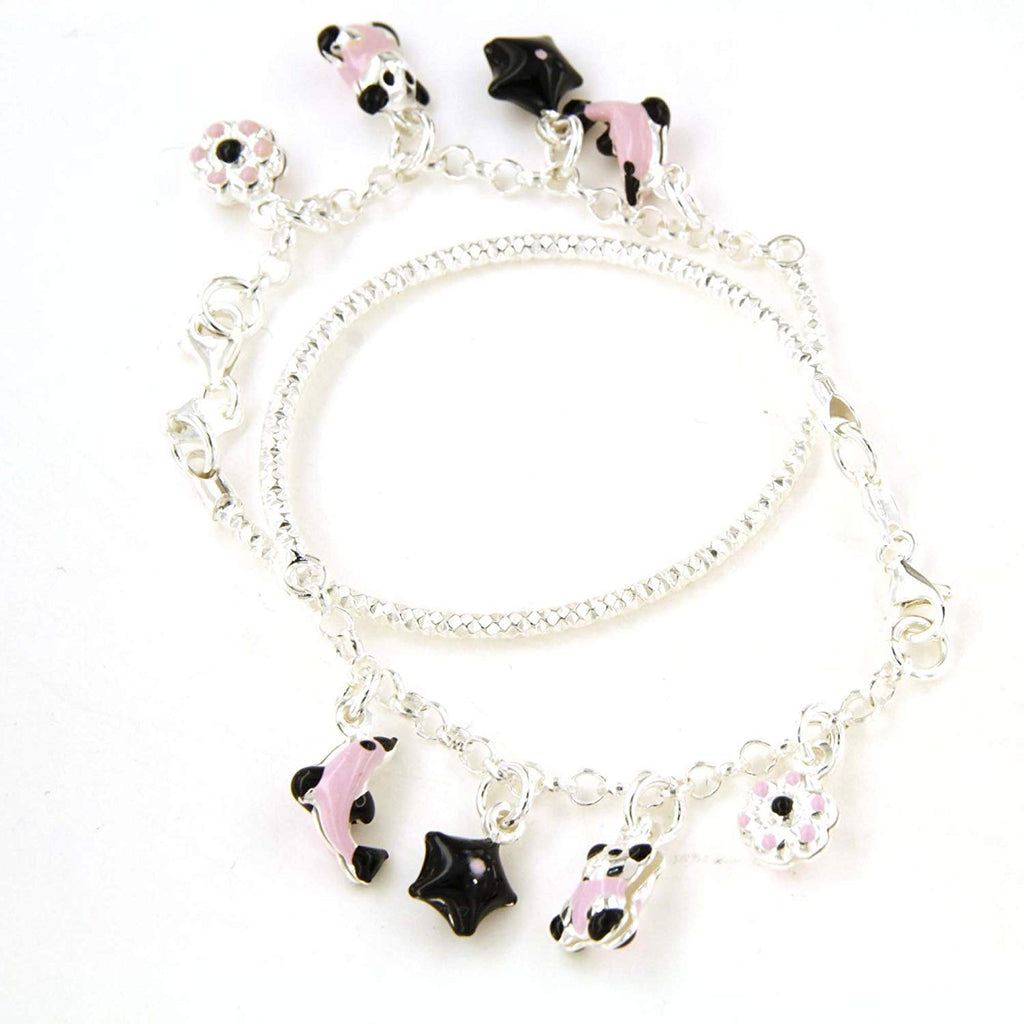 atjewels .925 Sterling Silver Charm 2 Pair Bracelet & Anklets For Kids For MOTHER'S DAY SPECIAL OFFER - atjewels.in