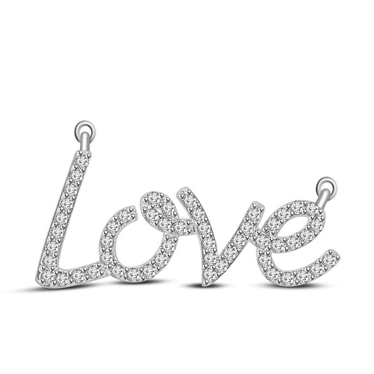 Valentine Gift by atjewels 14K White Gold Over 925 Sterling Silver White CZ Gorgeous LOVE Pendant - atjewels.in