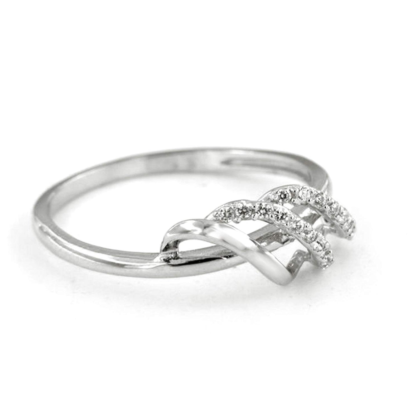 atjewels Round Cut White Cubic Zirconia .925 Sterling Silver Criss Cross Ring For Women's MOTHER'S DAY SPECIAL OFFER - atjewels.in