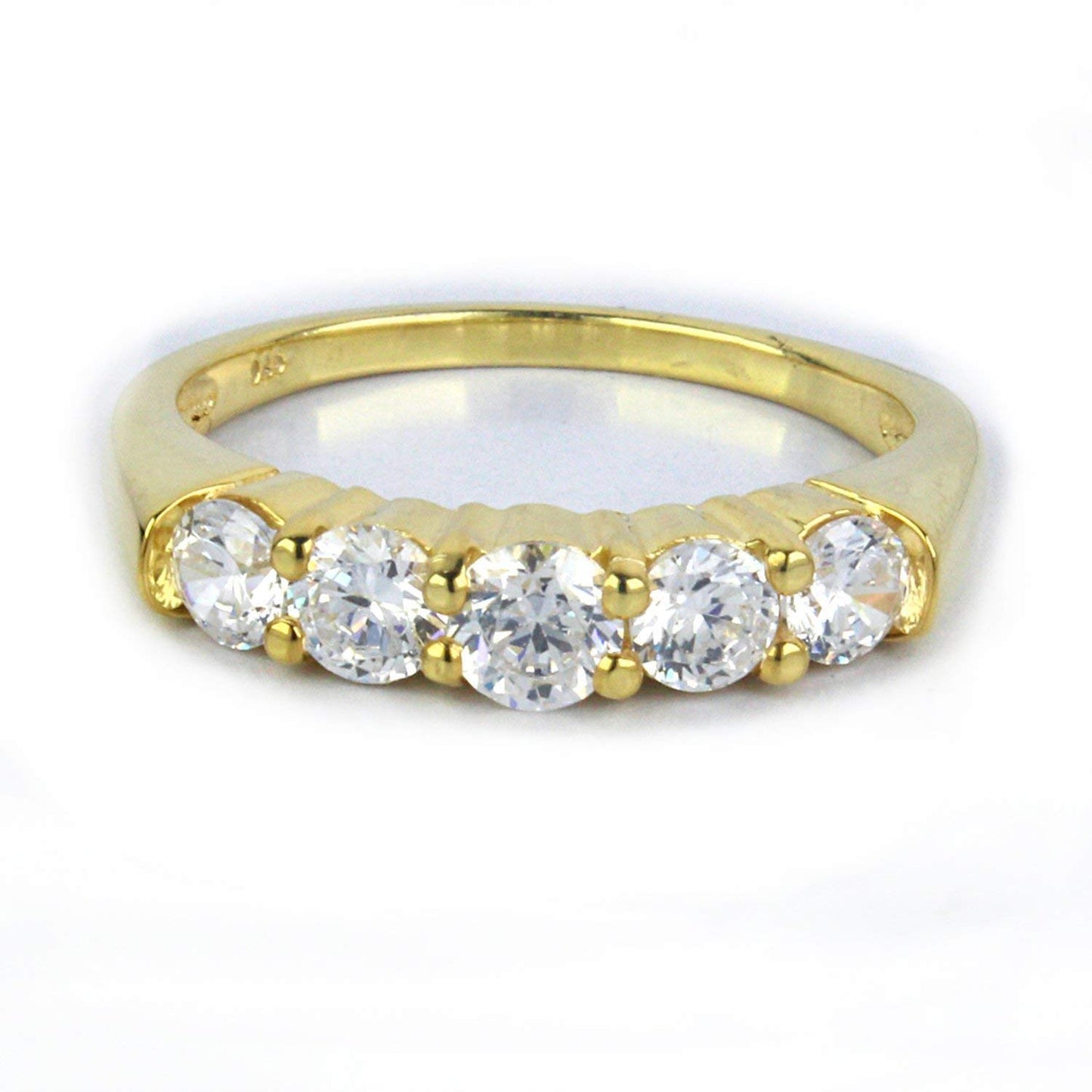 atjewels White CZ Five Stone Ring For Women 18K Yellow Gold Over .925 Sterling Silver MOTHER'S DAY SPECIAL OFFER - atjewels.in