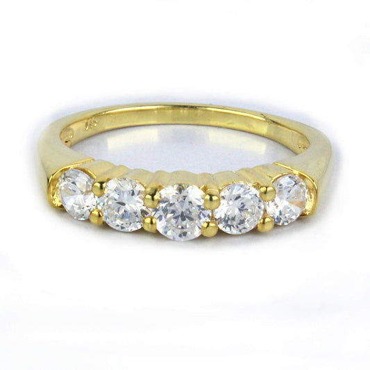 atjewels White CZ Five Stone Ring For Women 18K Yellow Gold Over .925 Sterling Silver MOTHER'S DAY SPECIAL OFFER - atjewels.in