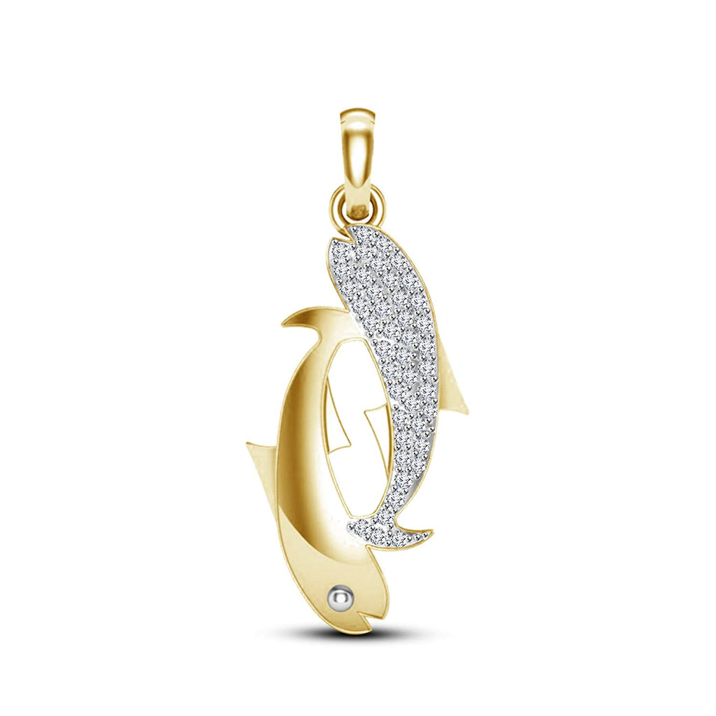 atjewels 18K Yellow Gold On .925 Silver White CZ Shark Fish Pendant for Men's & Women's MOTHER'S DAY SPECIAL OFFER - atjewels.in