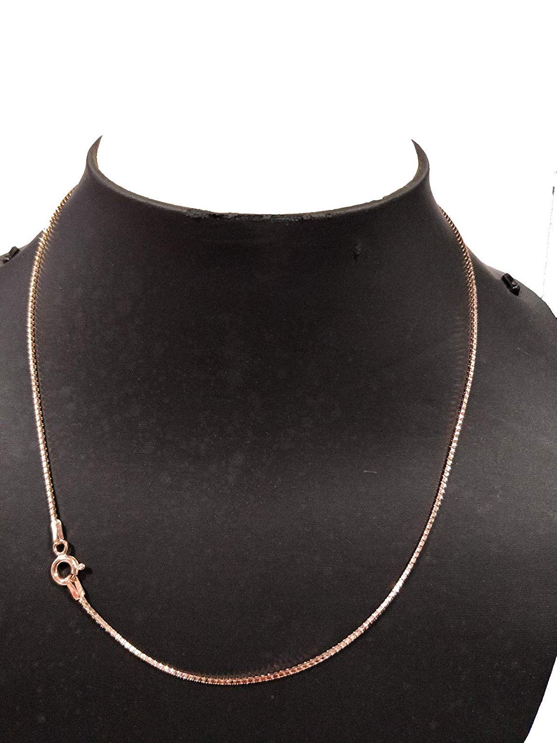 ATJewels 14k Solid Rose Gold Over 925 Sterling Silver Box Chain 18" Necklace for Unisex - atjewels.in