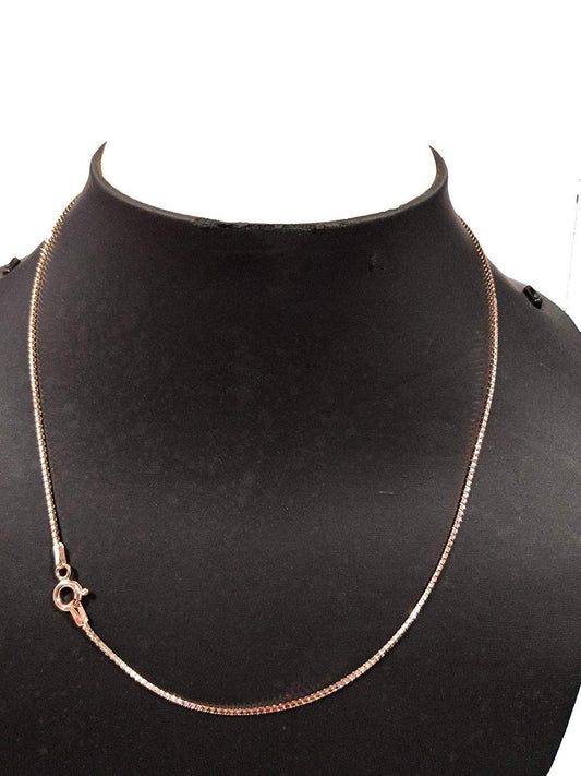 ATJewels 14k Solid Rose Gold Over 925 Sterling Silver Box Chain 18" Necklace for Unisex - atjewels.in