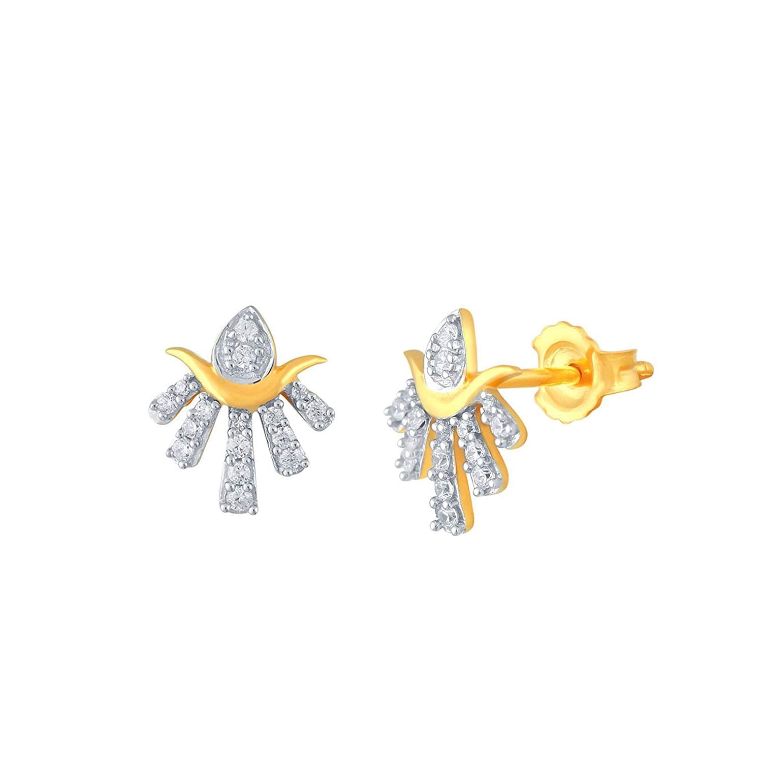 atjewels 14K Two Tone Gold Over .925 Sterling Silver Round White CZ Stud Earrings MOTHER'S DAY SPECIAL OFFER - atjewels.in