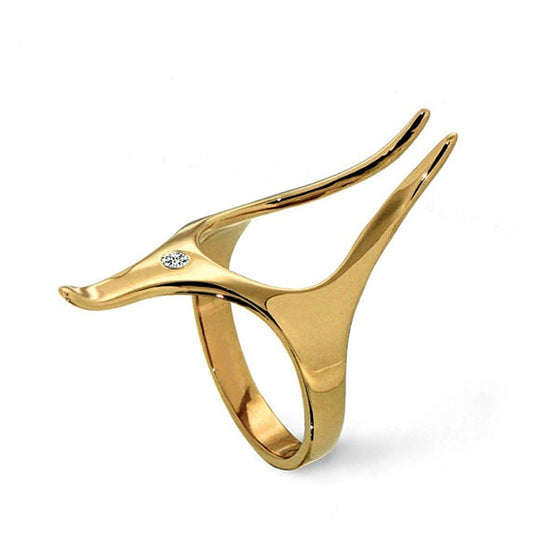 atjewels Round White Zirconia in 14K Yellow Gold Plated on 925 Sterling Silver Cocktail Ring MOTHER'S DAY SPECIAL OFFER - atjewels.in