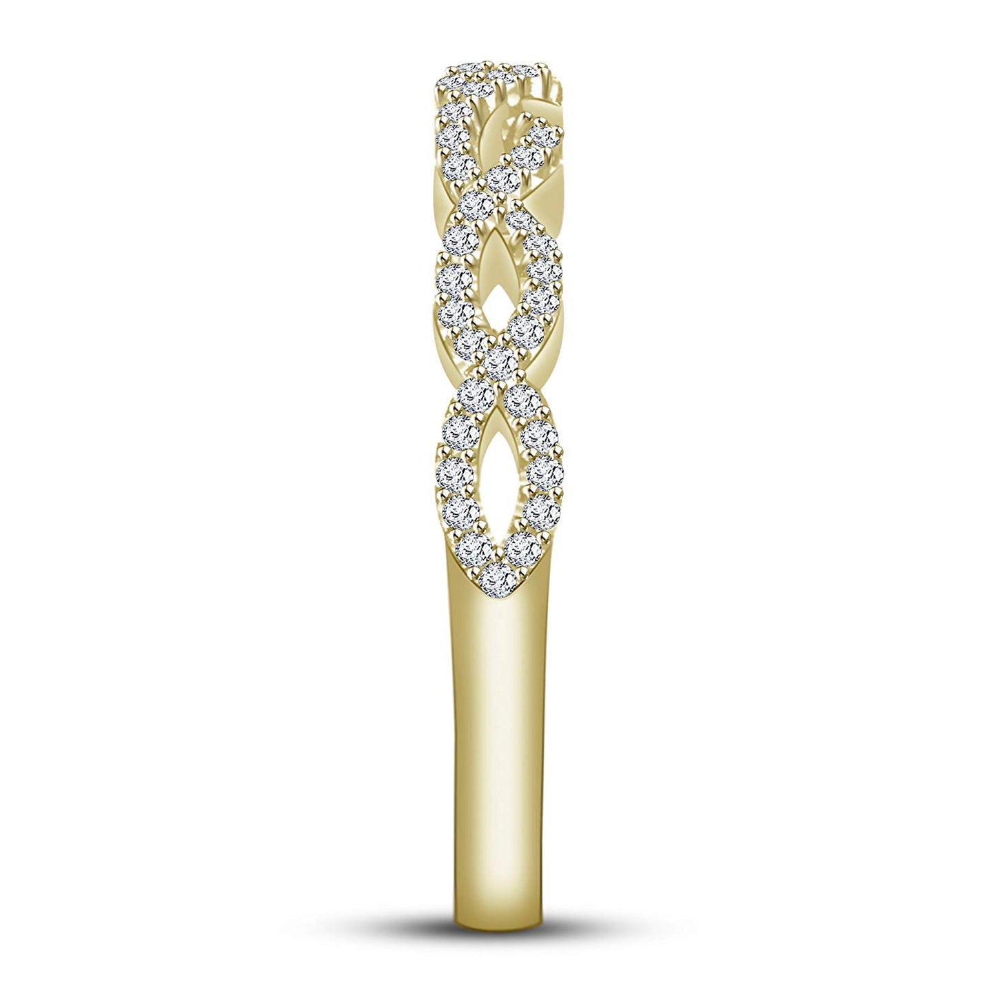 0.51 CT 14K Yellow Gold Over 925 Sterling Silver Round Cut White Cubic Zirconia Diamond Infinity Band Engagement Wedding Ring - atjewels.in