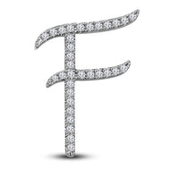 Mothers Day 14K White Gold Over .925 Sterling Silver White Cubic Zirconia Alphabet F Letter Pendant Pave Set - atjewels.in