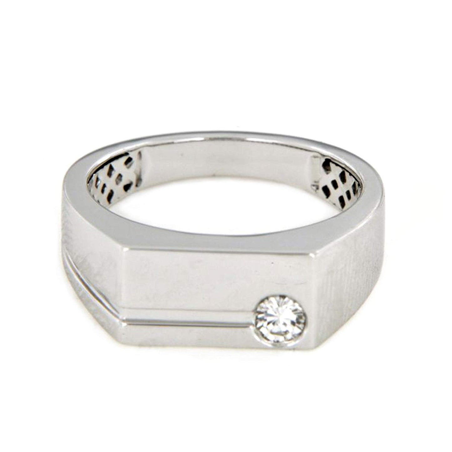 atjewels Solid 18K White Gold Over .925 Sterling Silver Men's Wedding Band Ring White CZ MOTHER'S DAY SPECIAL OFFER - atjewels.in