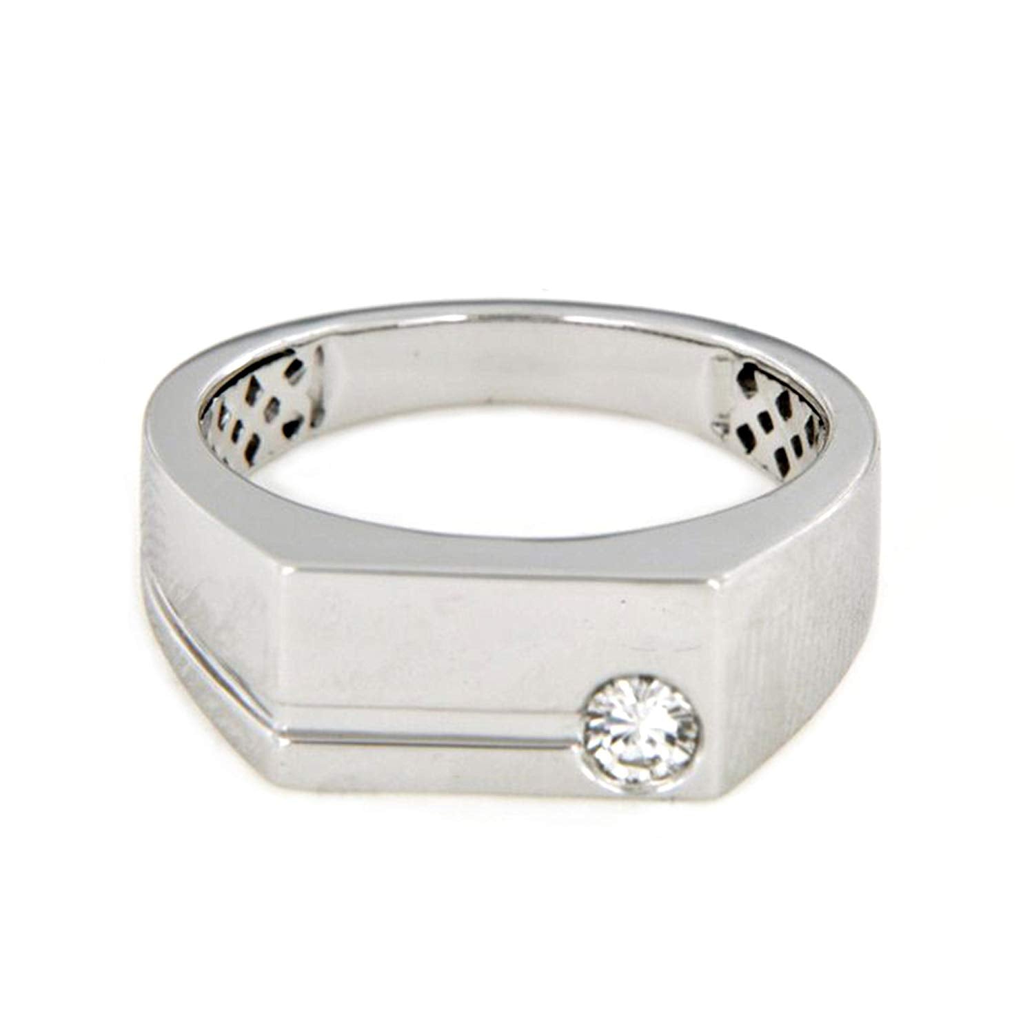 atjewels Solid 18K White Gold Over .925 Sterling Silver Men's Wedding Band Ring White CZ MOTHER'S DAY SPECIAL OFFER - atjewels.in