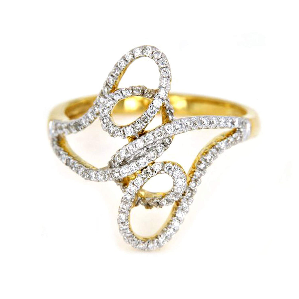atjewels 18K Yellow Gold Over .925 Sterling Silver Round White CZ Wedding Bypass Ring MOTHER'S DAY SPECIAL OFFER - atjewels.in