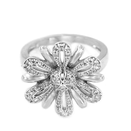 atjewels 14K White Gold Over 925 Silver 0.67 TCW with Round White CZ Flower Wedding Ring MOTHER'S DAY SPECIAL OFFER - atjewels.in