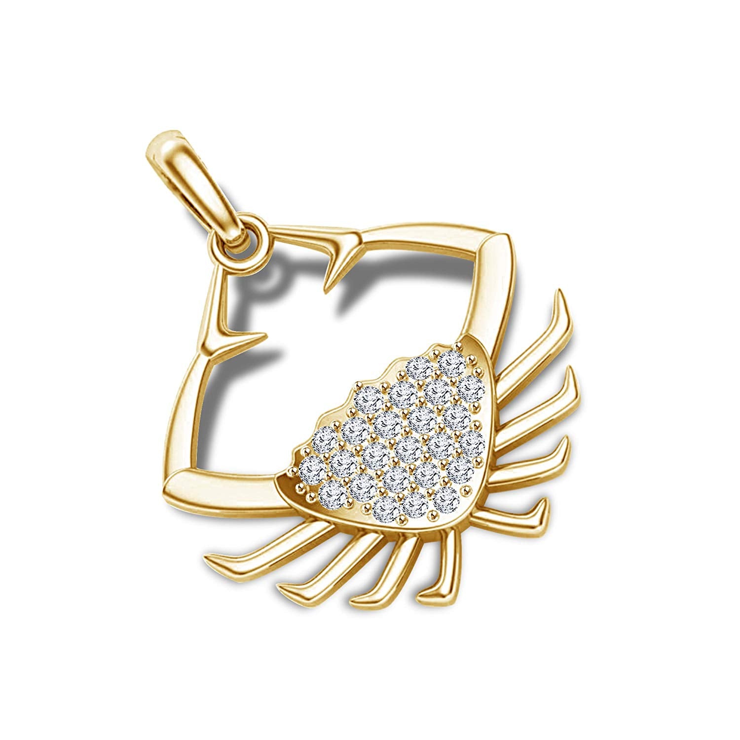 atjewels Sea Crab Pendant For Men's in 18K Yellow Gold On .925 Silver White CZ MOTHER'S DAY SPECIAL OFFER - atjewels.in