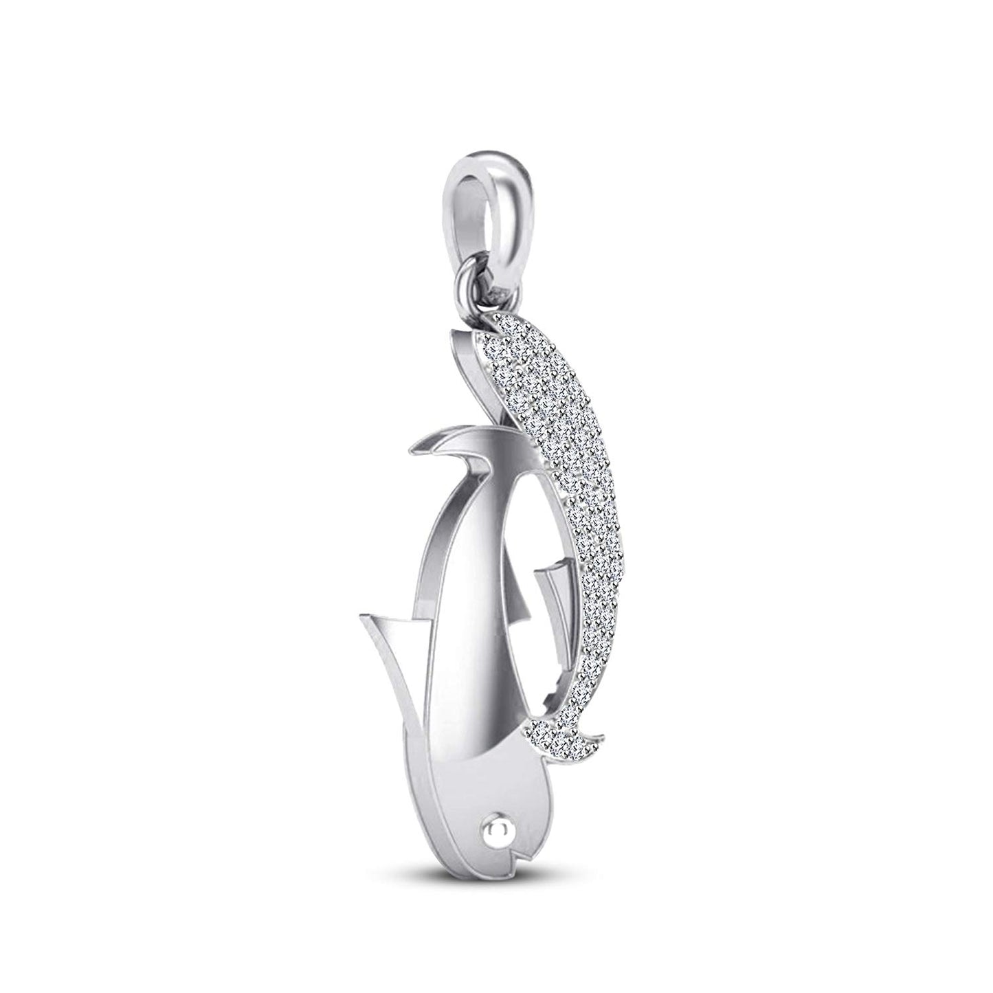 atjewels 14K White Gold On .925 Silver White CZ Shark Fish Pendant for Men's & Women's MOTHER'S DAY SPECIAL OFFER - atjewels.in