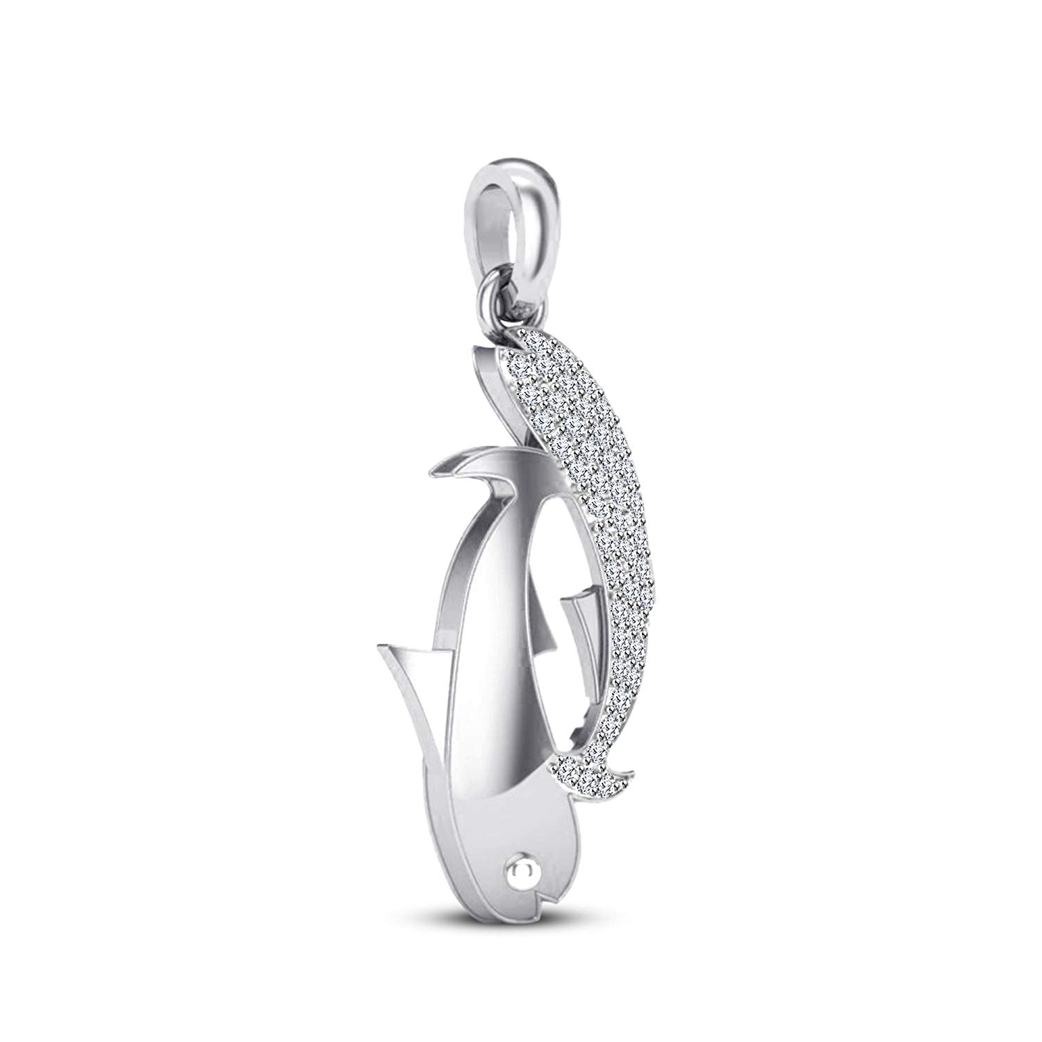 atjewels 14K White Gold On .925 Silver White CZ Shark Fish Pendant for Men's & Women's MOTHER'S DAY SPECIAL OFFER - atjewels.in
