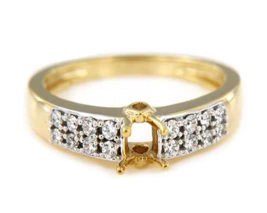 atjewels 14K Yellow Gold Plated On 925 Sterling Silver with 0.36 CT Round White Cubic Zirconia Mounting Ring MOTHER'S DAY SPECIAL OFFER - atjewels.in