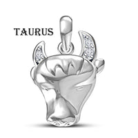 atjewels White Gold Plated On 925 Sterling Silver Round Cut White Cubic Zirconia Taurus Zodiac Pendant MOTHER'S DAY SPECIAL OFFER - atjewels.in