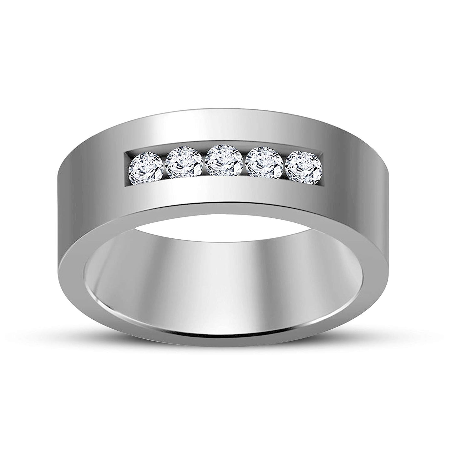 atjewels 18K White Gold Over 925 Sterling Silver Round White CZ Engagement Band Ring MOTHER'S DAY SPECIAL OFFER - atjewels.in