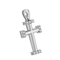 925 Sterling Silver Round White Cubic Zirconia Cross Pendant Without Chain MOTHER'S DAY SPECIAL OFFER - atjewels.in