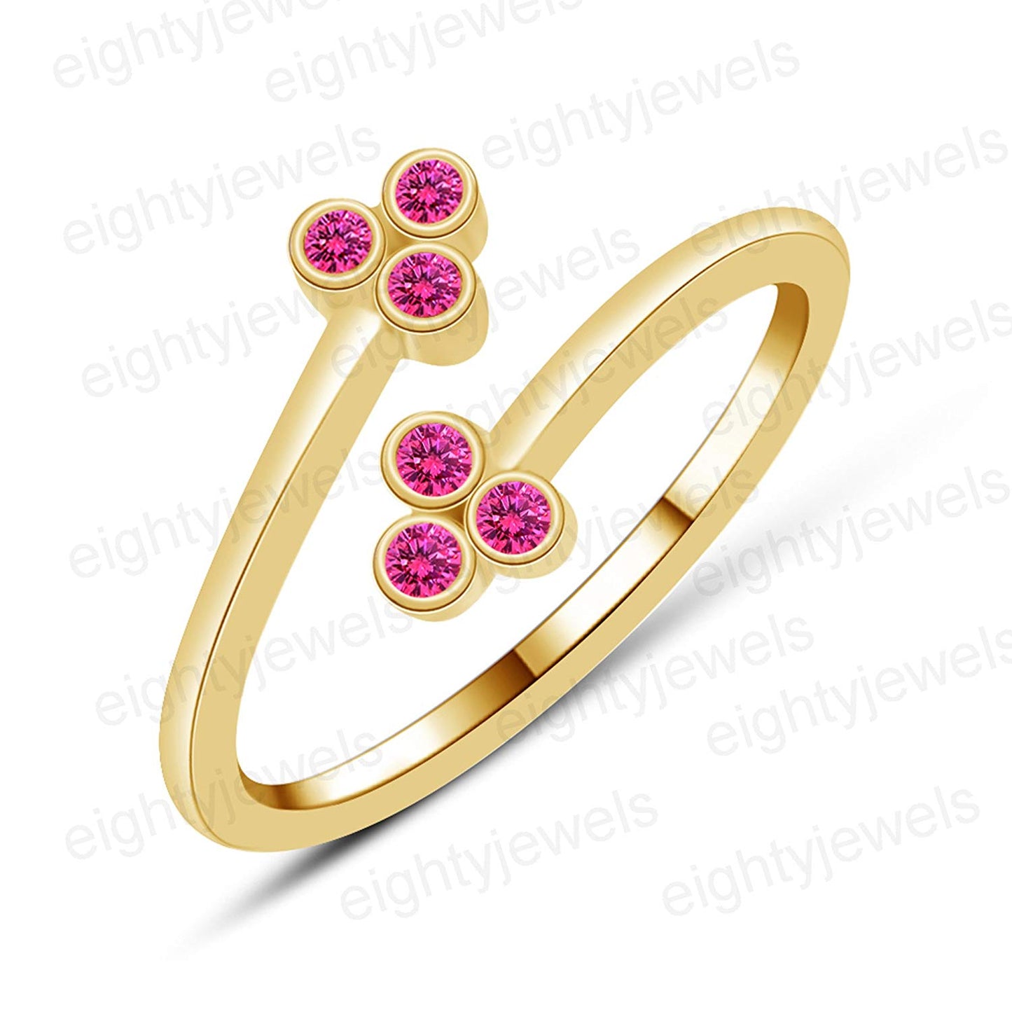atjewels Bypass Adjustable ToeRing in 14K Yellow Gold Plated On Sterling Silver Gemstone Variation For Women's - atjewels.in
