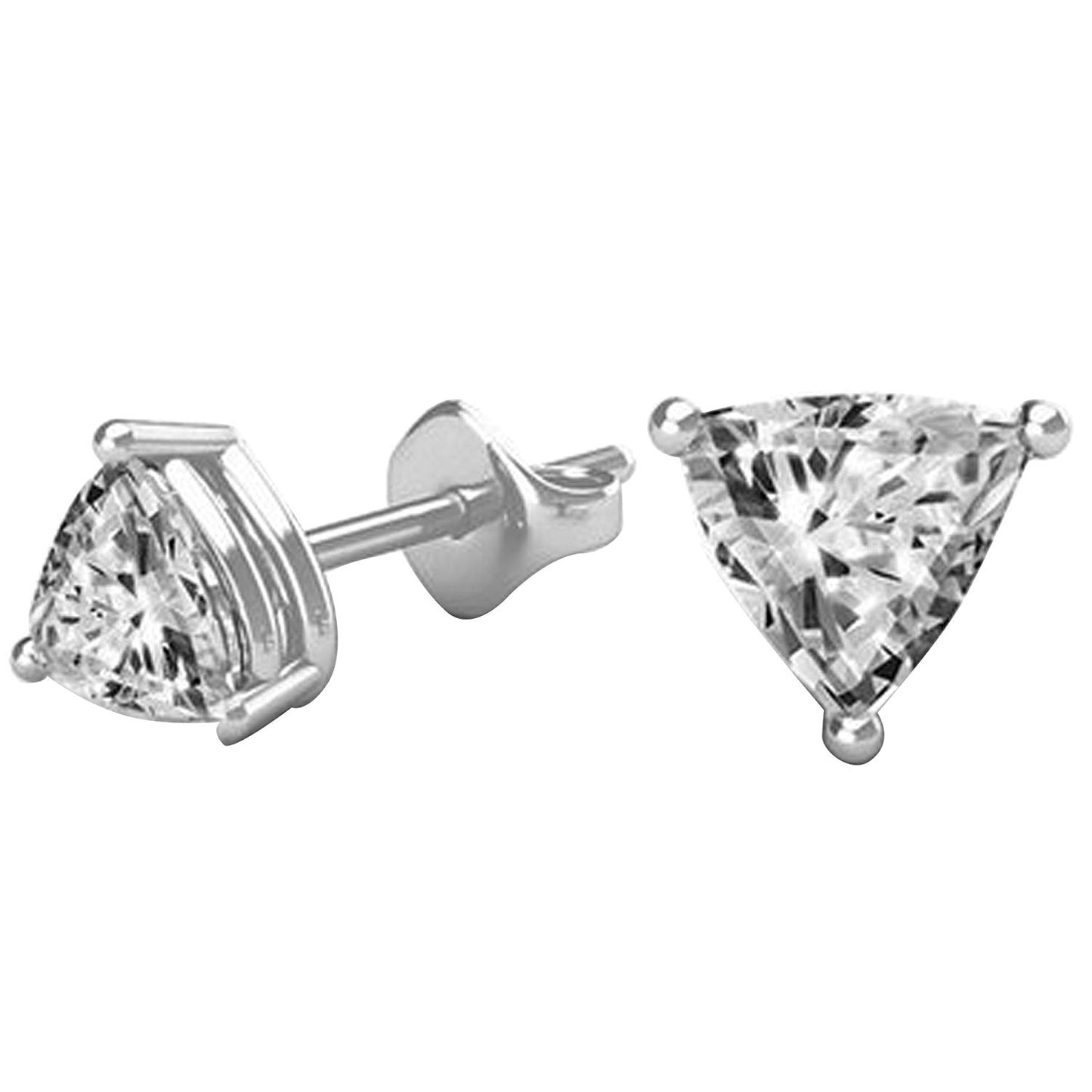 atjewls .925 Sterling Silver Triangle Cut White Diamond Solitaire Stud Earrings - atjewels.in