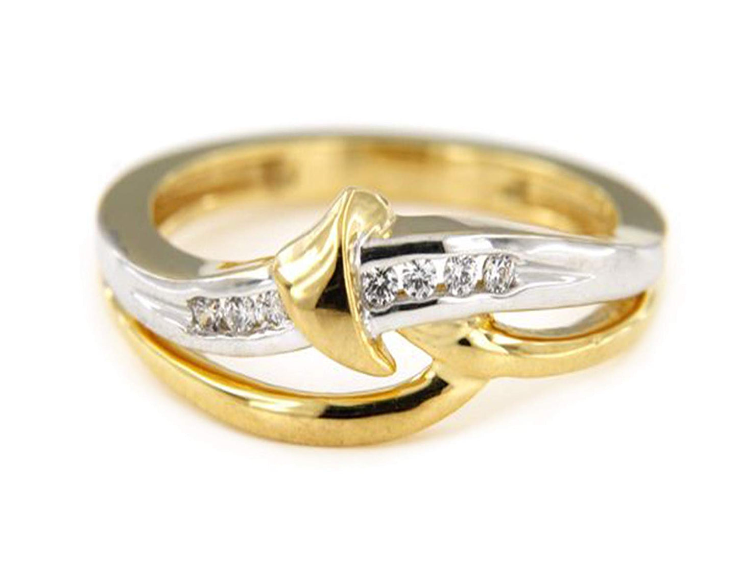 atjewels Fancy Bypass Ring 0.13 CT White CZ with 18K Yellow Gold Over Sterling Round Cut MOTHER'S DAY SPECIAL OFFER - atjewels.in