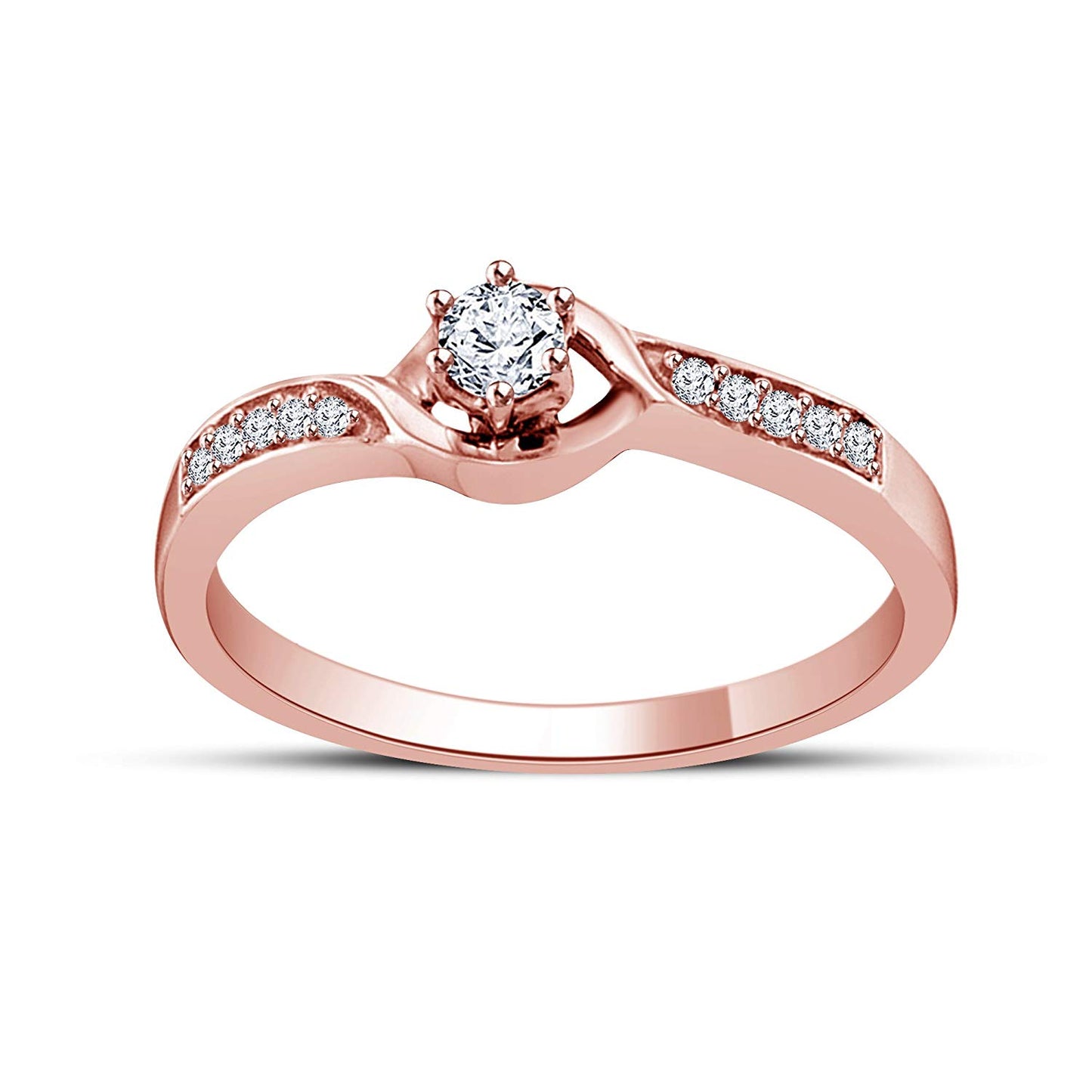 atjewels 14K Rose Gold Over .925 Sterling Silver With Round White Zirconia Engagement Ring MOTHER'S DAY SPECIAL OFFER - atjewels.in
