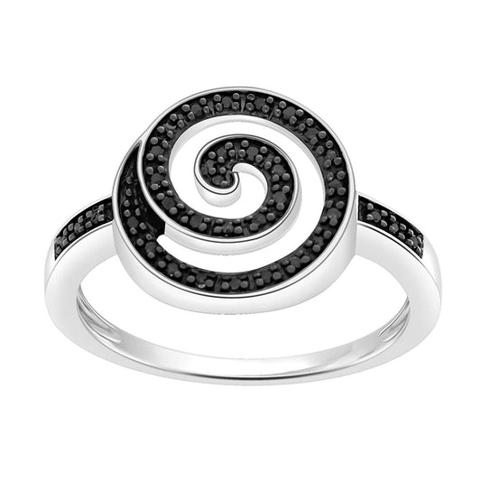 atjewels Round Cut Black CZ .925 Sterling Silver Ring For Women’s & Girl’s Holi Festival Special Offers - atjewels.in