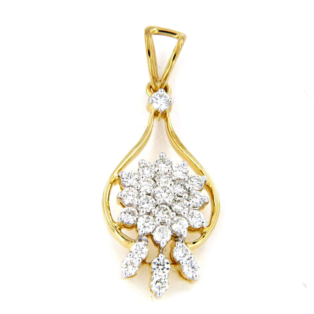 atjewels 14K Yellow Gold Plated On 925 Silver Flower Pendant and Earrings Set MOTHER'S DAY SPECIAL OFFER - atjewels.in