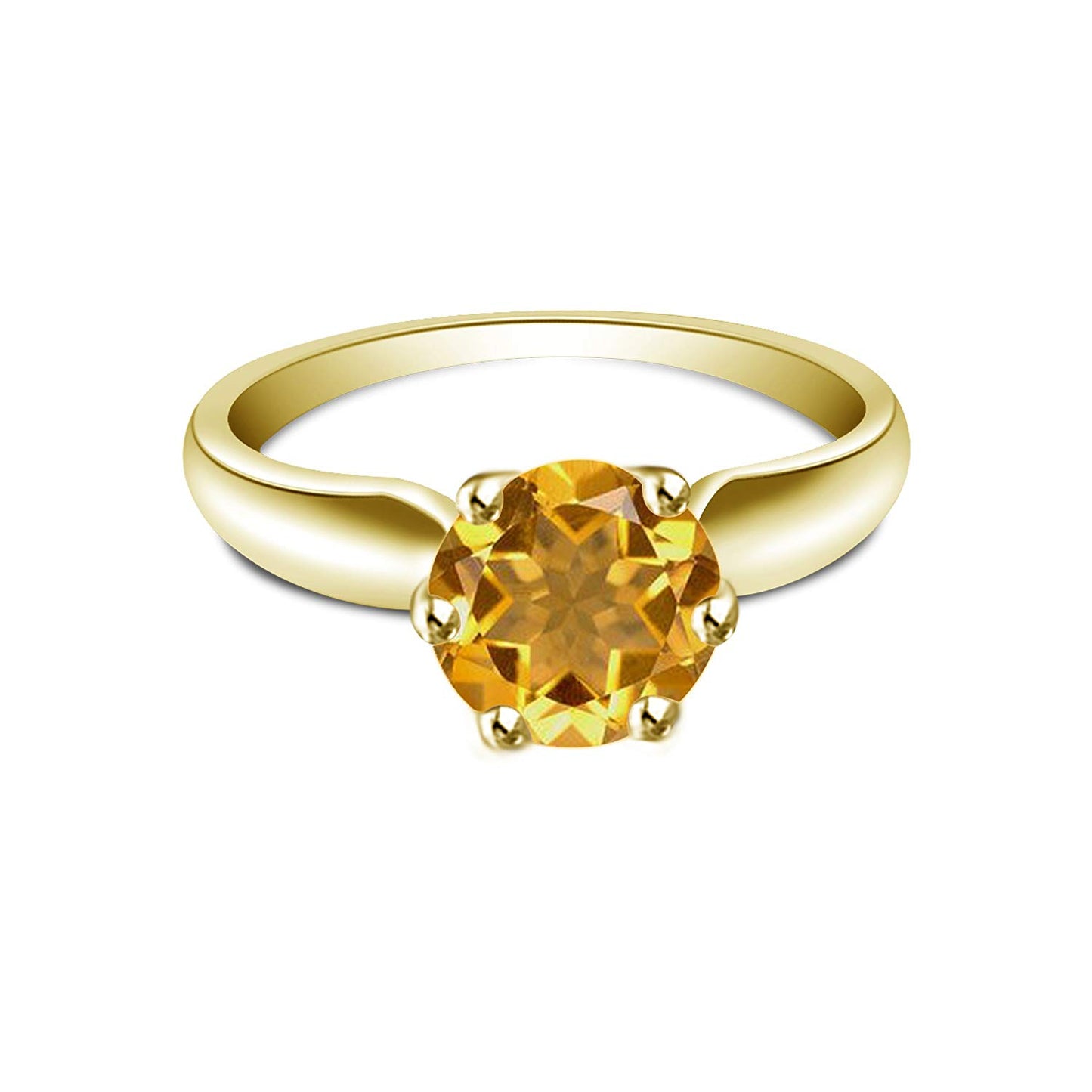 atjewels Round Cut Multi-Color Gemstone 14K Yellow Gold Over .925 Sterling Silver Solitaire Engagement Ring For Women's and Girl's For Diwali Special - atjewels.in