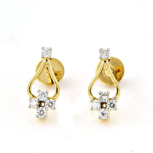 atjewels 14k Yellow Gold Plated 925 Sterling Silver Screw Back White Diamond Stud Earrings MOTHER'S DAY SPECIAL OFFER - atjewels.in
