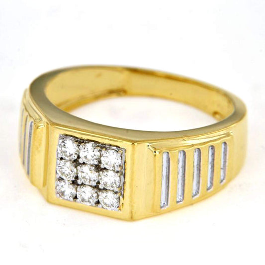 atjewels 14K Yellow Gold Over 925 Sterling Silver White Cubic Zirconia Men's Anniversary Band Ring MOTHER'S DAY SPECIAL OFFER - atjewels.in