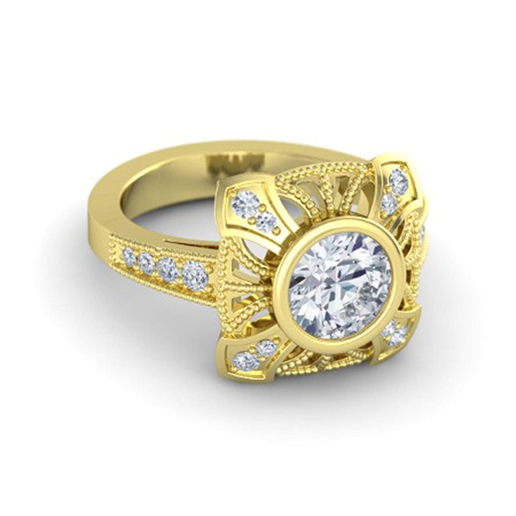 atjewels 18K Yellow Gold Over 925 Silver Round White CZ Engagement Ring MOTHER'S DAY SPECIAL OFFER - atjewels.in