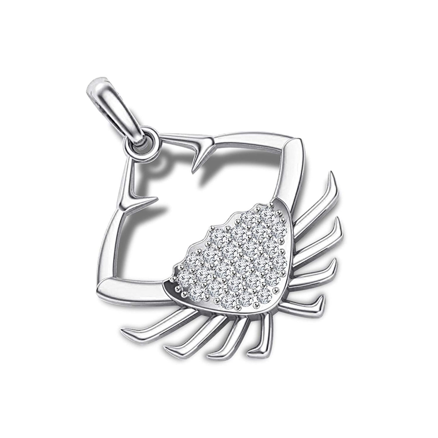 atjewels Sea Crab Pendant For Men's in 18K White Gold On .925 Silver With Round White Simulated Diamond MOTHER'S DAY SPECIAL OFFER - atjewels.in