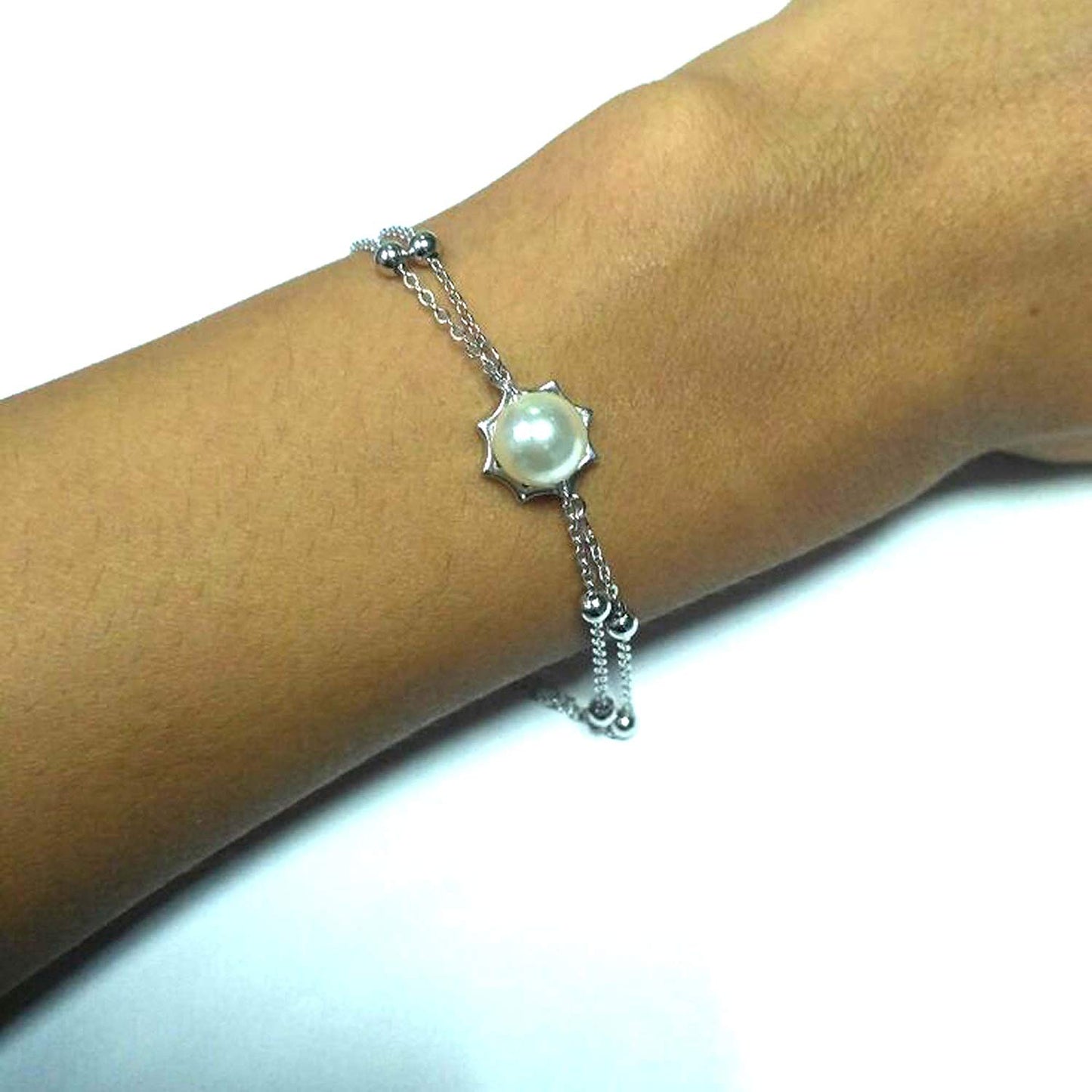atjewels Round Cut White CZ .925 Sterling Silver 7.5"L Link Bracelet For Girl's And Women's For MOTHER'S DAY SPECIAL OFFER - atjewels.in