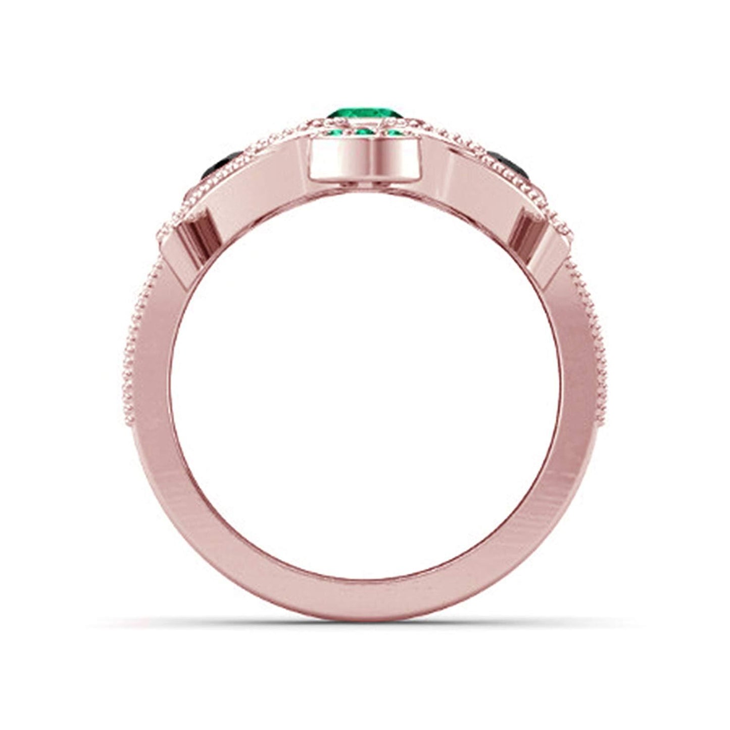 atjewels 14k Rose Gold On 925 Silver Green Emerald and Black CZ  Princess M Engagement Ring MOTHER'S DAY SPECIAL OFFER - atjewels.in