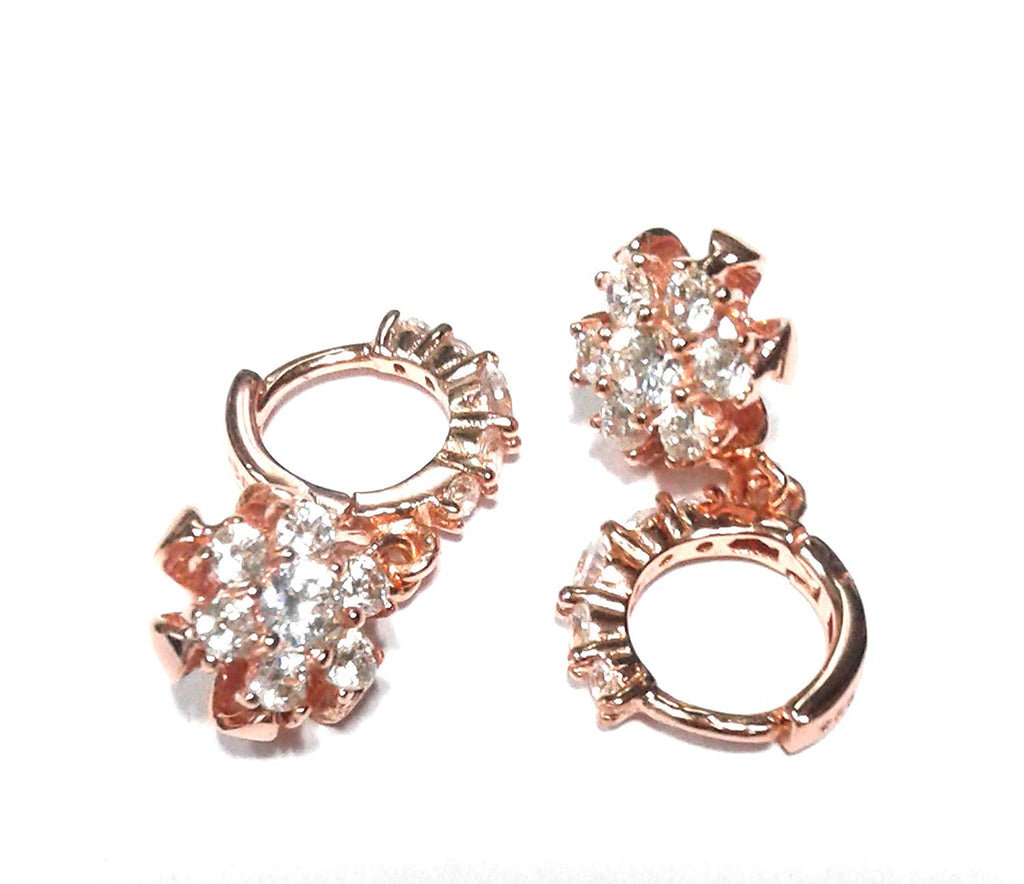 atjewels Round Cut White CZ 14k Rose Gold Over 925 Sterling Silver Drop Dangle Earrings For Girl's and Women's For MOTHER'S DAY SPECIAL OFFER - atjewels.in