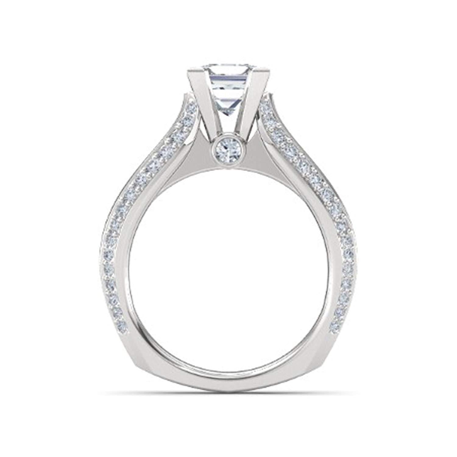White Simulated Diamond Solid 925 Sterling Silver  Princess J Engagement Ring MOTHER'S DAY SPECIAL OFFER - atjewels.in