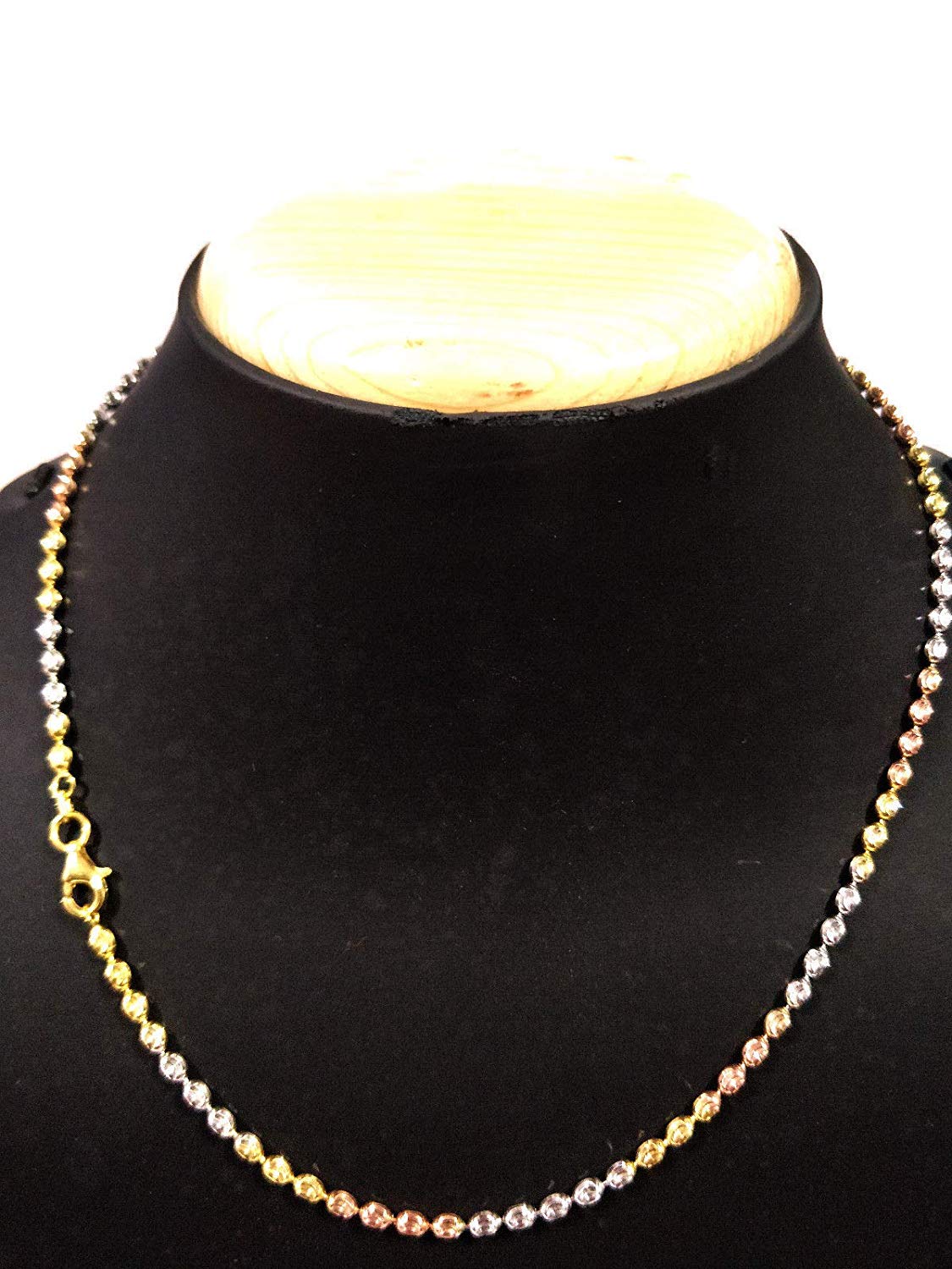 ATJewels 14k Tri-Tone Gold Over 925 Sterling Silver Oval Bar Link 16" Unisex Necklace - atjewels.in