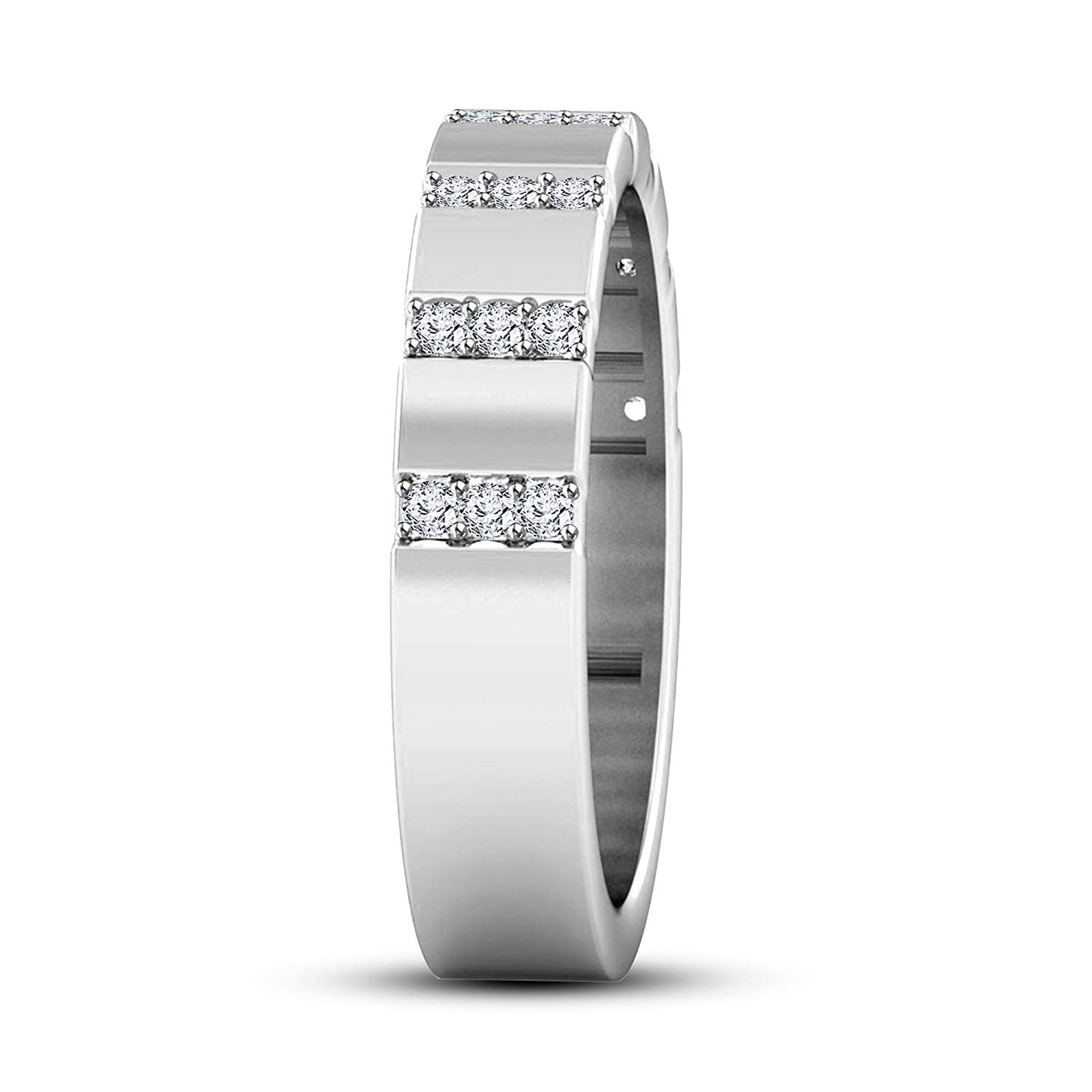 atjewels 14K White Gold Over 925 Sterling Silver Round White Zirconia Wedding Band Ring MOTHER'S DAY SPECIAL OFFER - atjewels.in