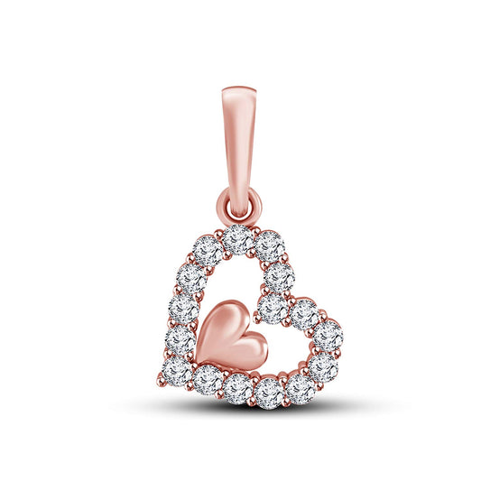 atjewels 18K Rose Gold on 925 Sterling White CZ Double Heart Pendant MOTHER'S DAY SPECIAL OFFER - atjewels.in
