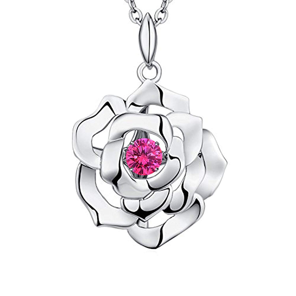 atjewels 925 Sterling Silver Round Cu Multi-Color Rose Flower Pendant For Women's & Girl's MOTHER'S DAY SPECIAL OFFER - atjewels.in