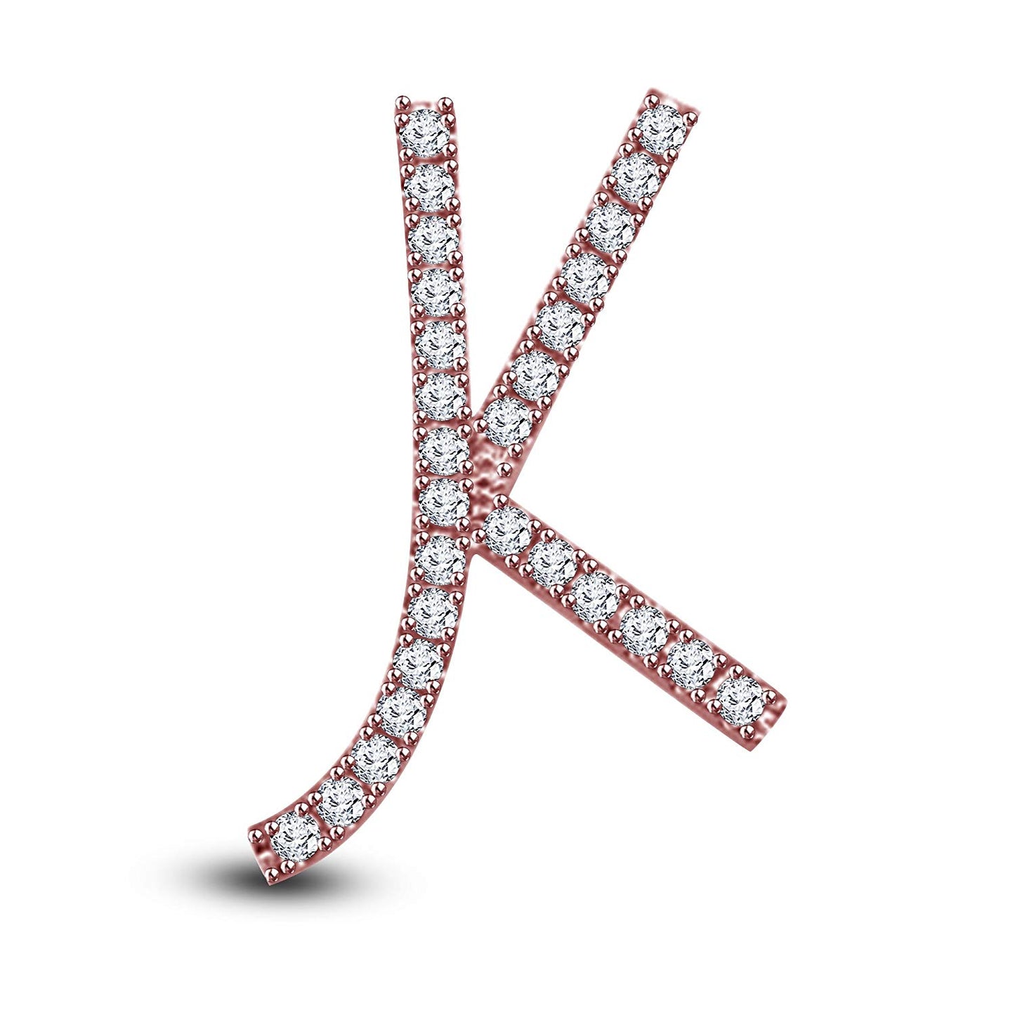 Mothers Day 14K White Gold Over .925 Sterling Silver White Cubic Zirconia Alphabet K Letter Pendant Pave Set - atjewels.in