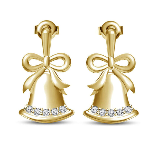 atjewels Women's Special Jewellery !! 14K Yellow Gold Plated .925 Silver B and Bow Knot Stud Christmas Earrings MOTHER'S DAY SPECIAL OFFER - atjewels.in