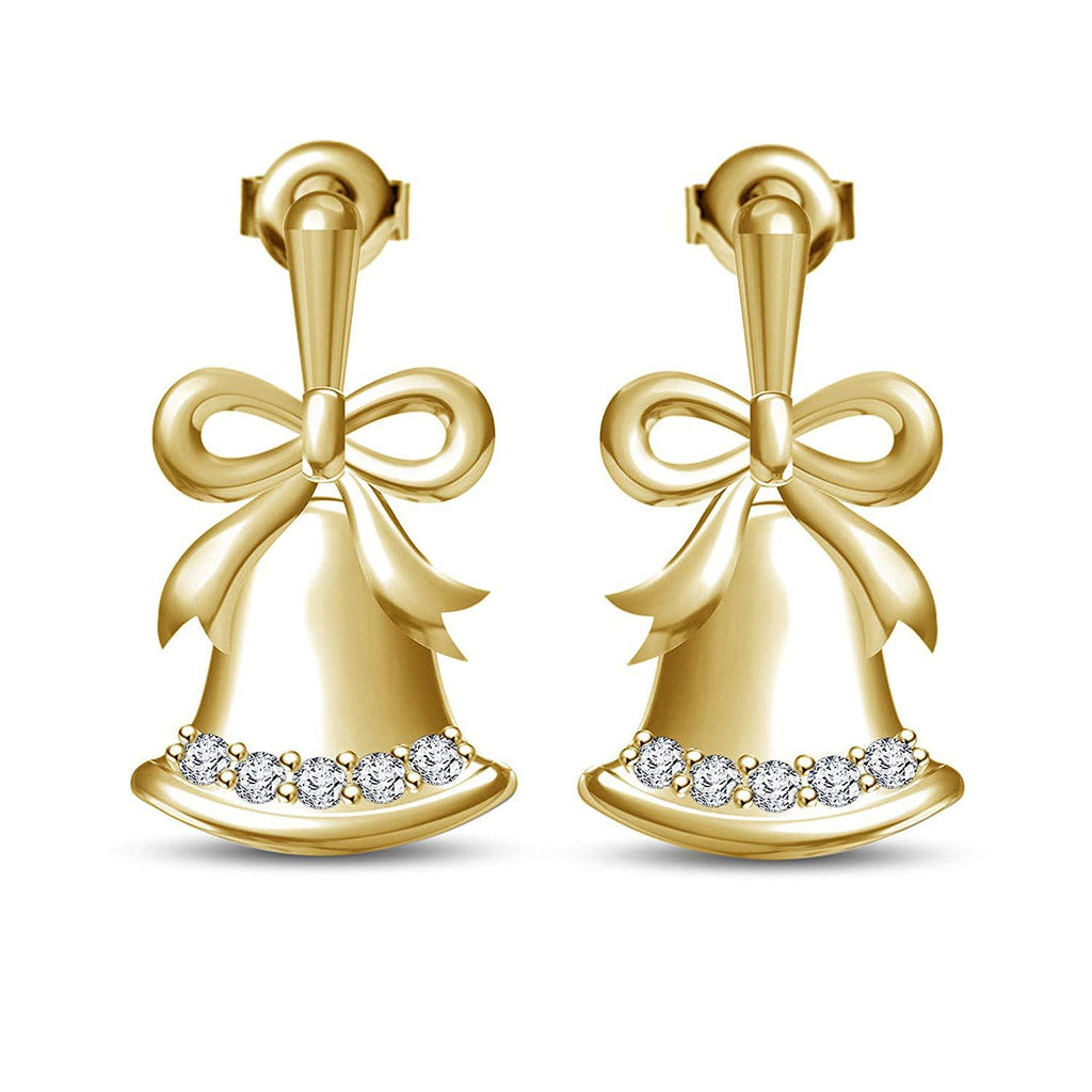 atjewels Women's Special Jewellery !! 14K Yellow Gold Plated .925 Silver B and Bow Knot Stud Christmas Earrings MOTHER'S DAY SPECIAL OFFER - atjewels.in